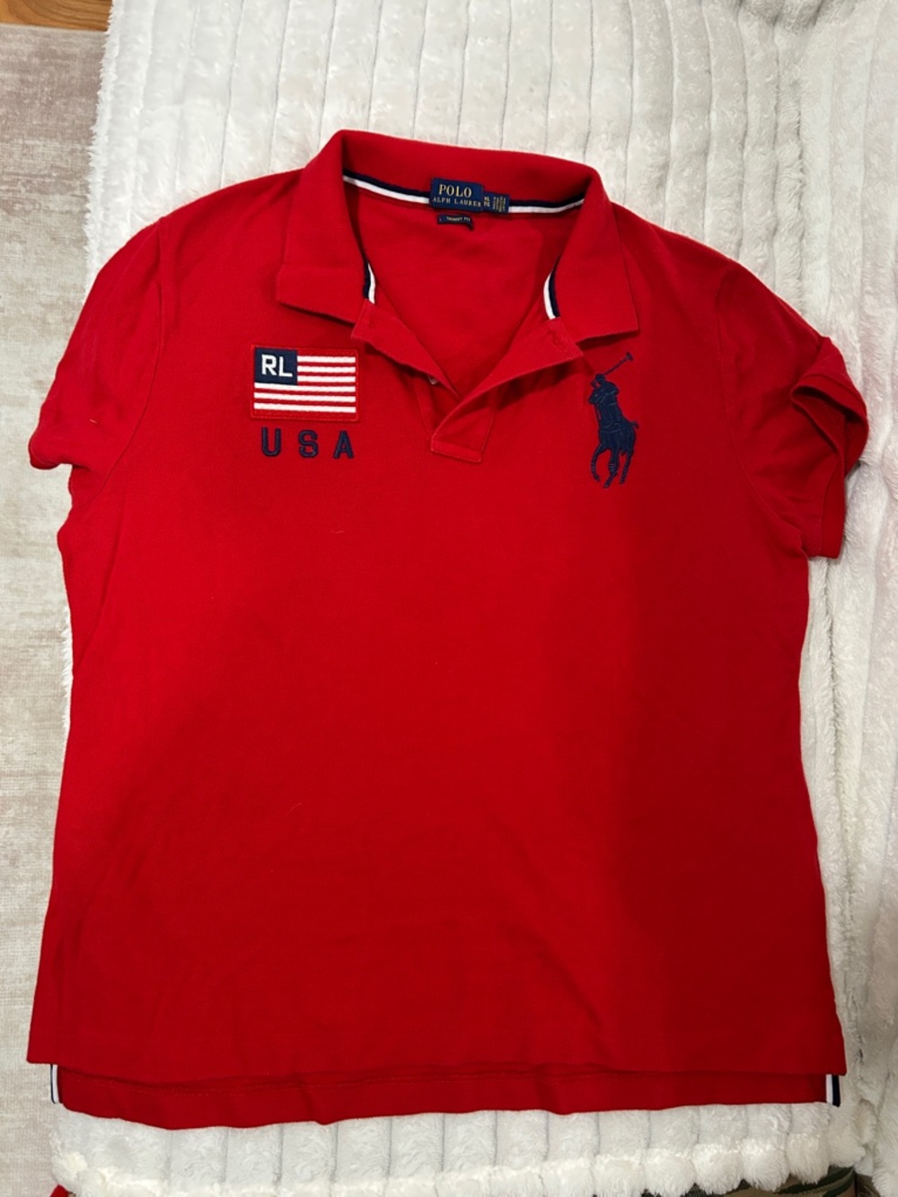 Ralph Lauren Red Polo Shirt with Navy & White Trim